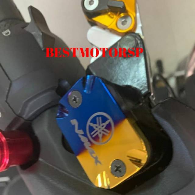 TUTUP TABUNG MINYAK REM YAMAHA NMAX AEROX SHARK POWER WARNA BIRU GOLD