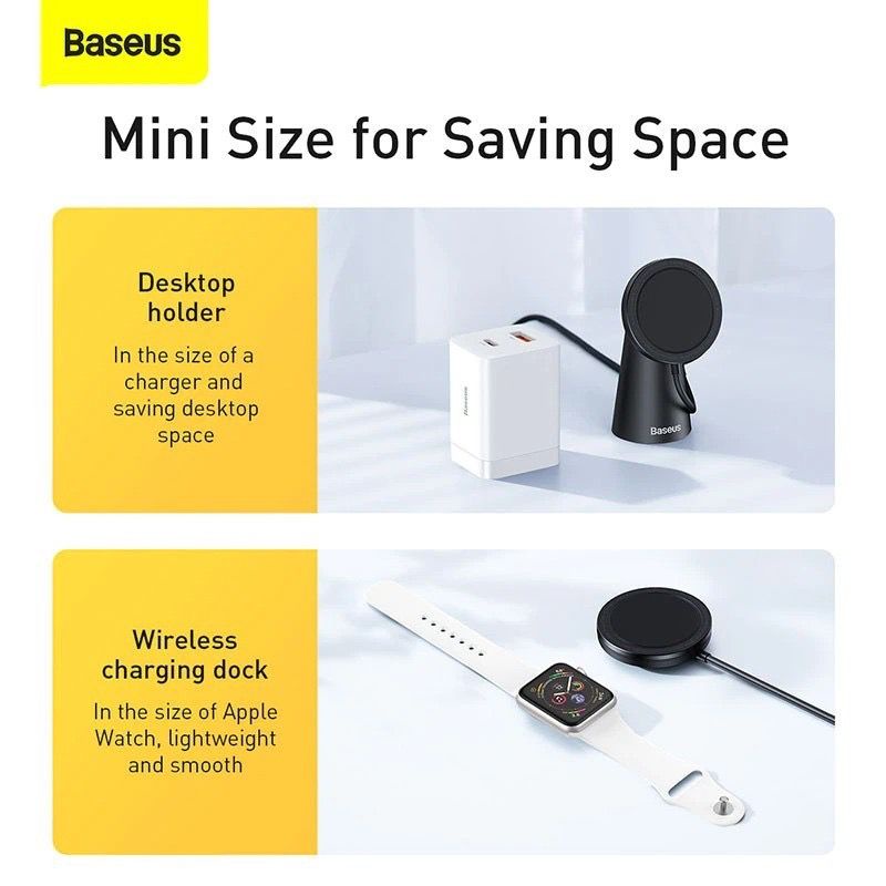 Baseus Wireless Charger Magnetic Stand Magsafe - Holder Stand Charger Magsafe &amp; Wireless - Garansi Resmi 6 Bulan