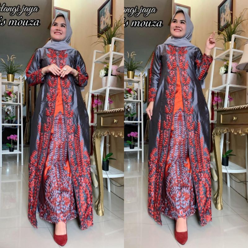 Gamis Mouza pelangi Jaya original bahan tafetta bordir-A
