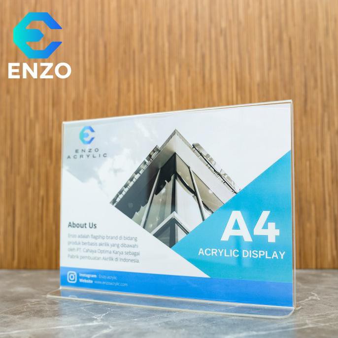 

BEST SELLER Acrylic Standing / Tempat Brosur Tipe T A4 Horizontal 29,7x21 cm