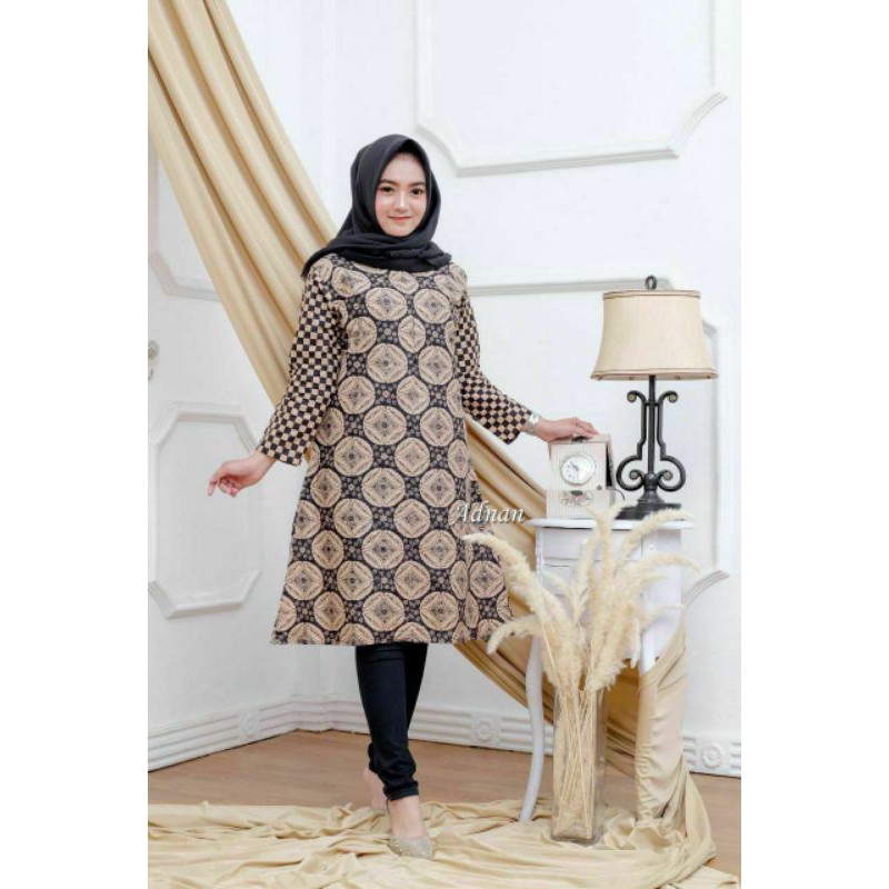 tey-17 Batik wanita ASJ SA HRB026 Kenongo Kemeja Tosca Pendek-Tunik B