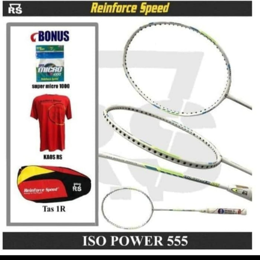 RAKET BADMINTON RS ISO POWER 555 PAKET LENGKAP