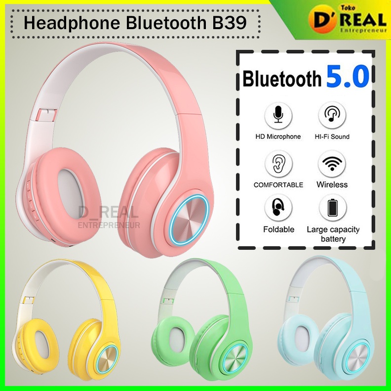 Macaron Headphone Bluetooth B39 Wireless MegaBass Kualitas Premium