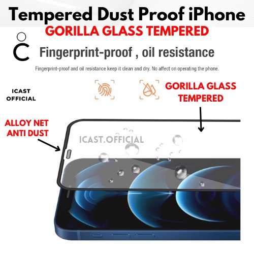 DUSTPROOF Tempered Glass iPhone Anti Debu Gorilla Glass Tempered iPhone Full Cover Dust Proof Anti gores iPhone 7 8 X XR XS XS MAX 11 12 Pro 13 Pro Max