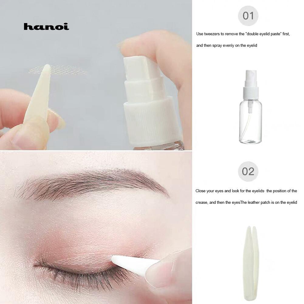 HN❤5Sheets Invisible Double Eyelid Tape Adhesive Sticker with Tweezers Spray Bottle