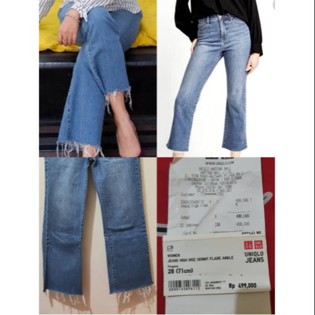 uniqlo high rise skinny flare ankle jeans