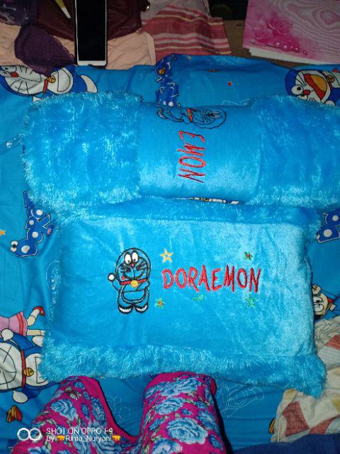 Bantal Doraemon,guling Doraemon Karakter Rasfur Bordir Ukuran Sedang 50cm 1set