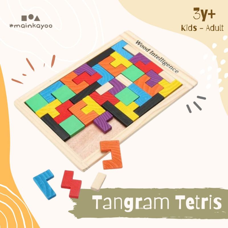 Main Puzzle Tangram Tetris - Mainan Edukasi Montessori Anak