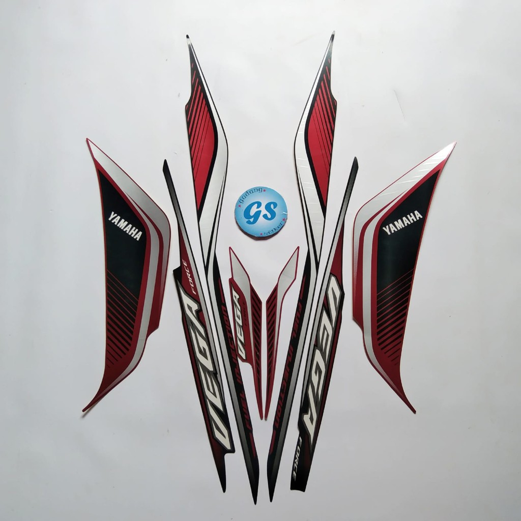 Striping Stiker Motor Vega Force 2019 hitam-merah