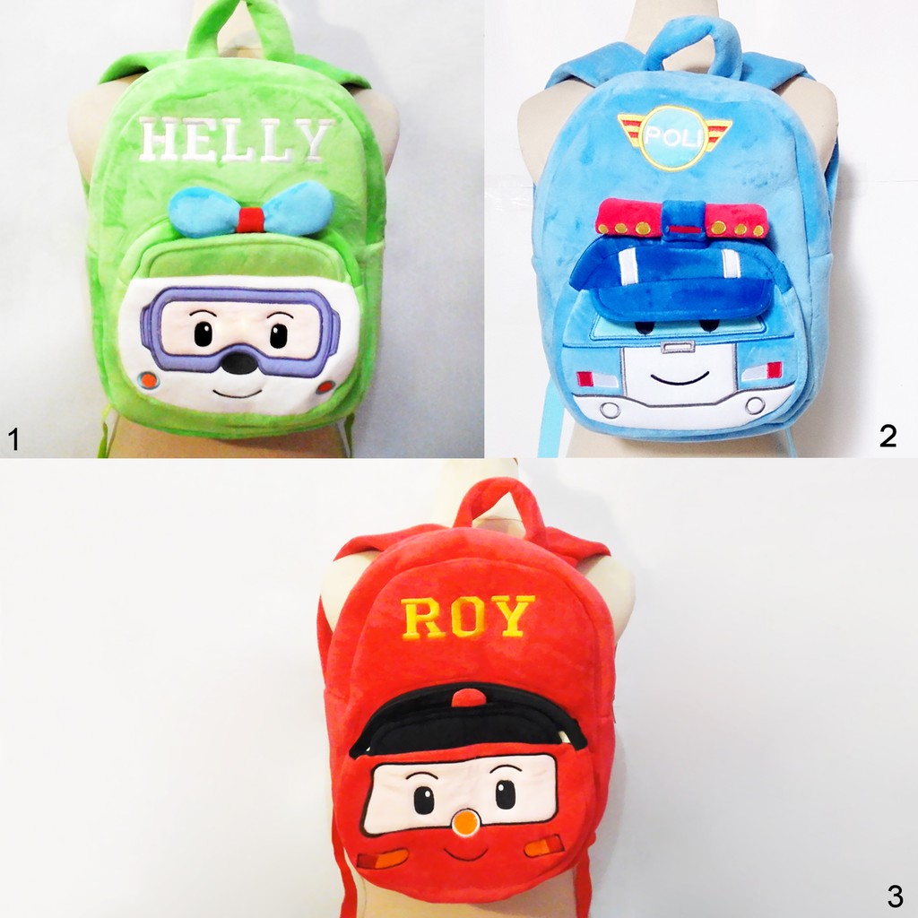 tas ransel boneka helli poli roy pesawat besar 35cm anak sekolah sd tk paud amber