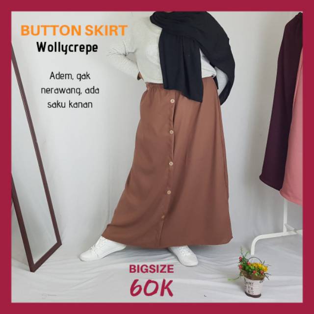 [BIGSIZE/JUMBO] ROK JUMBO MOSCREPE / WOLLYCREPE -KANCING - PANJANG POLOS - MUSLIMAH