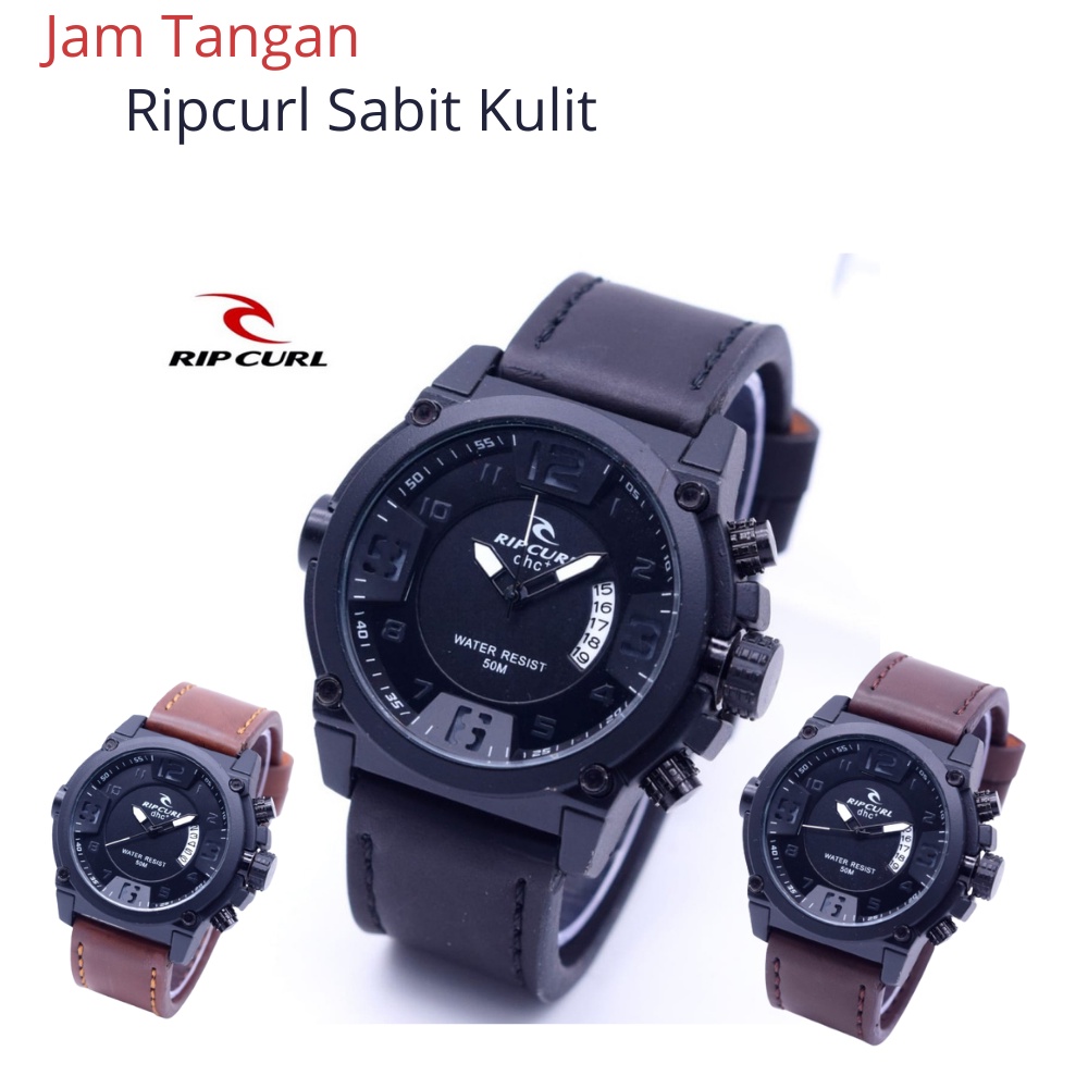 ♻️ COD ♻️ Promo Jam Tangan Pria Ripcurl Sabit Kulit jm tangan pria Jarum Putih jam tangan original J