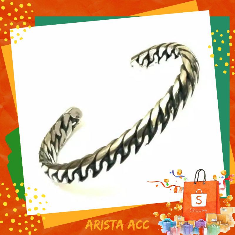 [COD] Gelang Papua besi putih [stainless baja ]pria anti karat selamanya                     ;