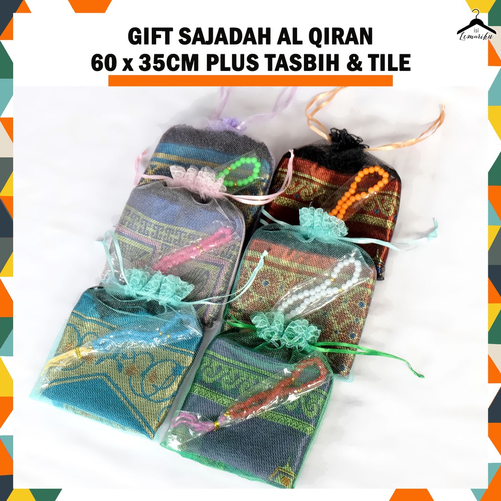 GIFT Sovenir Tile Sajadah Kecil 60x35 Plus Tasbih  &amp; Tile