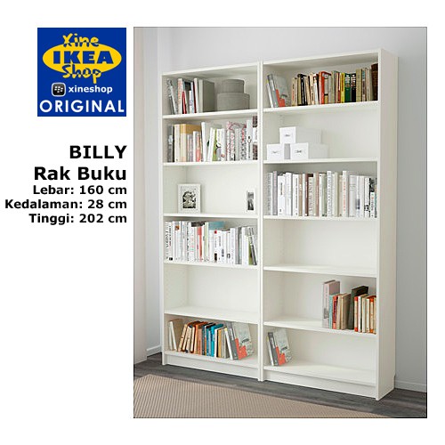 BILLY Rak Buku Putih 160x202x28 cm Shopee Indonesia