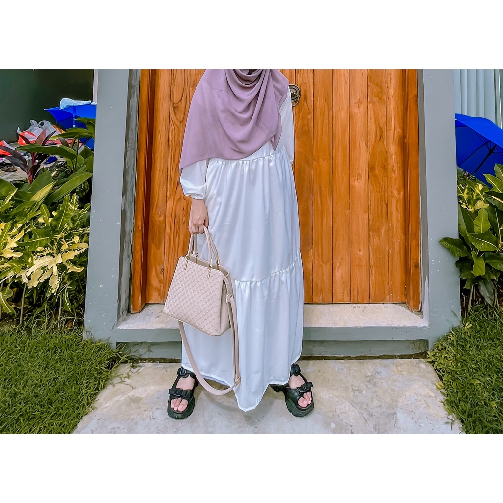 Duha Dress (Dress Tumpuk Ruffle Lengan Balon) BUMIL BUSUI FRIENDLY