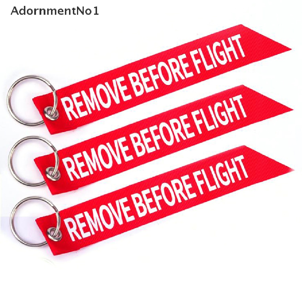 (AdornmentNo1) Gantungan Kunci Motif Bordir Tulisan Remove Before Flight Untuk Aksesoris Tas / Sepeda