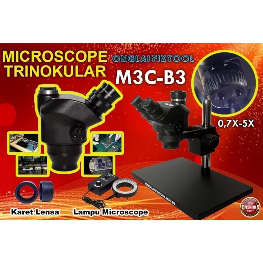 MICROSCOPE ONGLAI FIXTOOL M3C-B3 TRINOCULER ORIGINAL SPECIAL HARGA