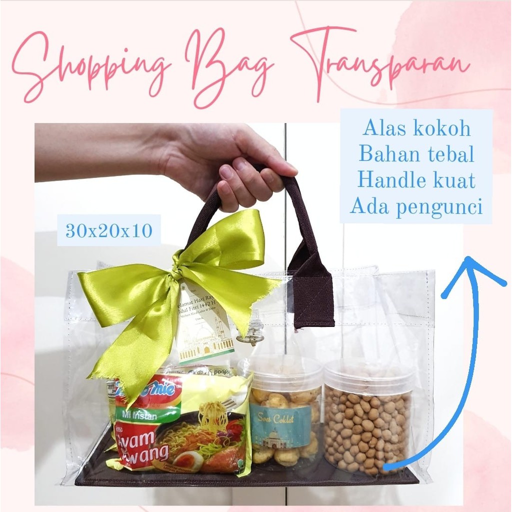 TAS MIKA TRANSPARAN SHOPPING BAG NEW NORMAL SOUVENIR CLEAR TAS MIKA TRANSPARAN SHOPPING BAG NEW NORMAL SOUVENIR CLEAR