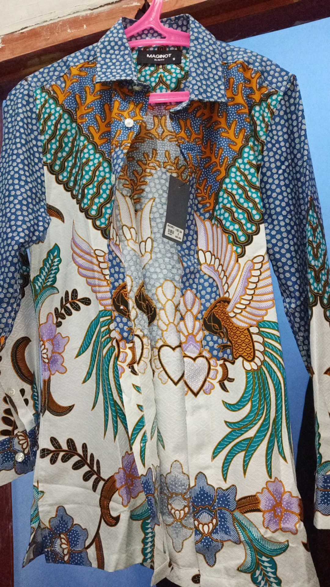 Maginot Kemeja Batik 2.0 Suma-ls Motif Timbul Lengan Panjang Pria + Free Masker