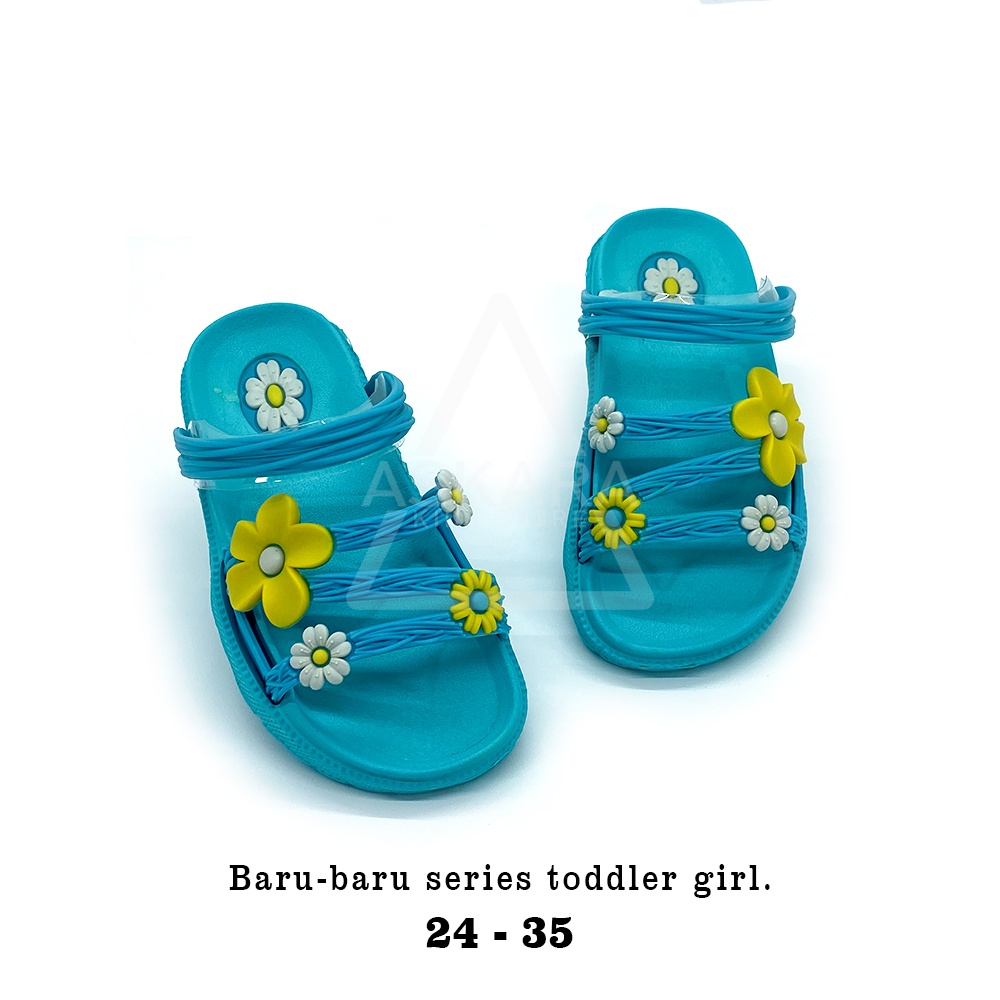 Askara Sandal Anak perempuan bandua tali belakang motif salur bunga