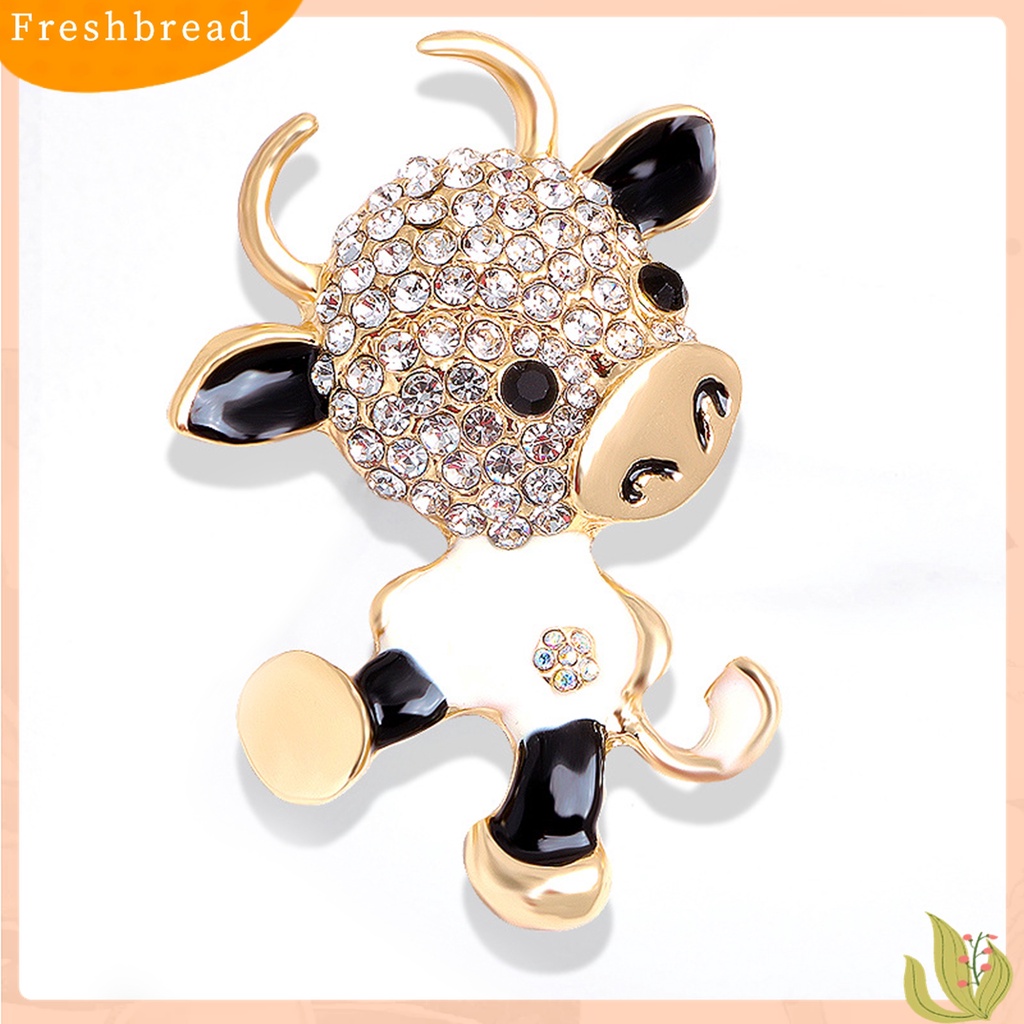 Terlaris Rhinestone Inlaid Zodiac Cow Shape Brooch Pins Clothes Accessory Jewelry Gift