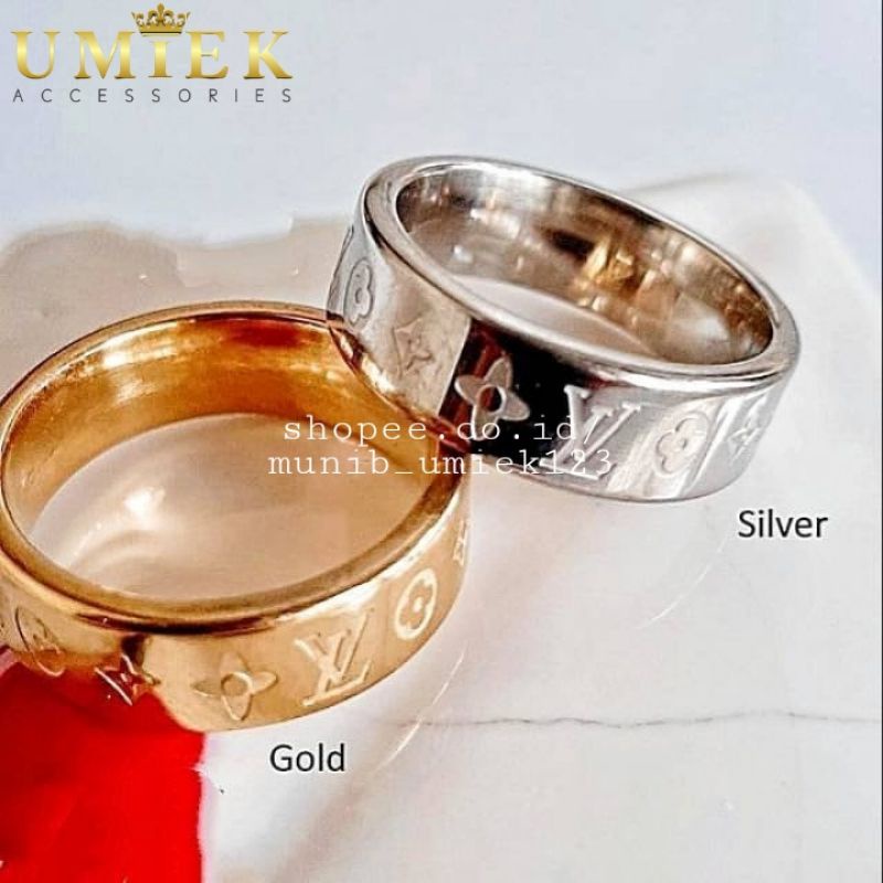 Cincin Titanium emas gold silver putih perak pria wanita cowok cewek couple cowo cewe asli tunangan 