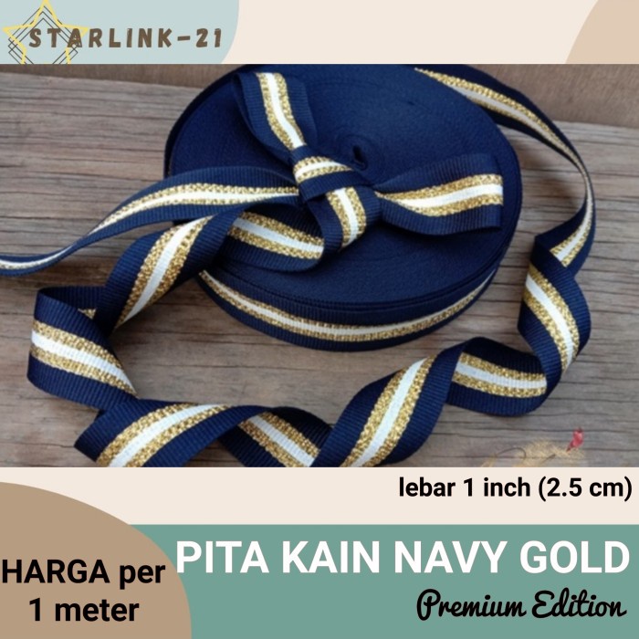 

[ECER] [Premium] Pita Kain Navy Gold Pita Mewah Pita Hampers