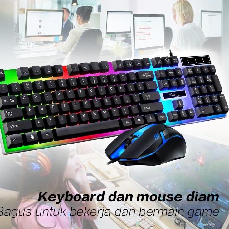 Harga TERMURAAH.. Paket KEYBOARD GAMING + MOUSE GAMING USB COMBO / 1 Set Keyboard Kabel USB + Mouse 
