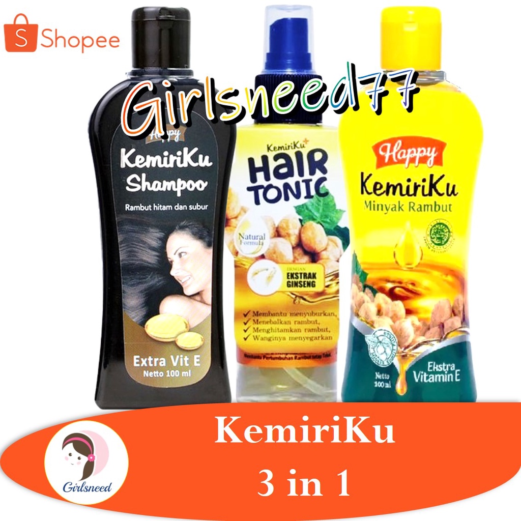 KemiriKu PAKET 3 in 1 Shampoo + Hair Tonic + Minyak Rambut GIRLSNEED77