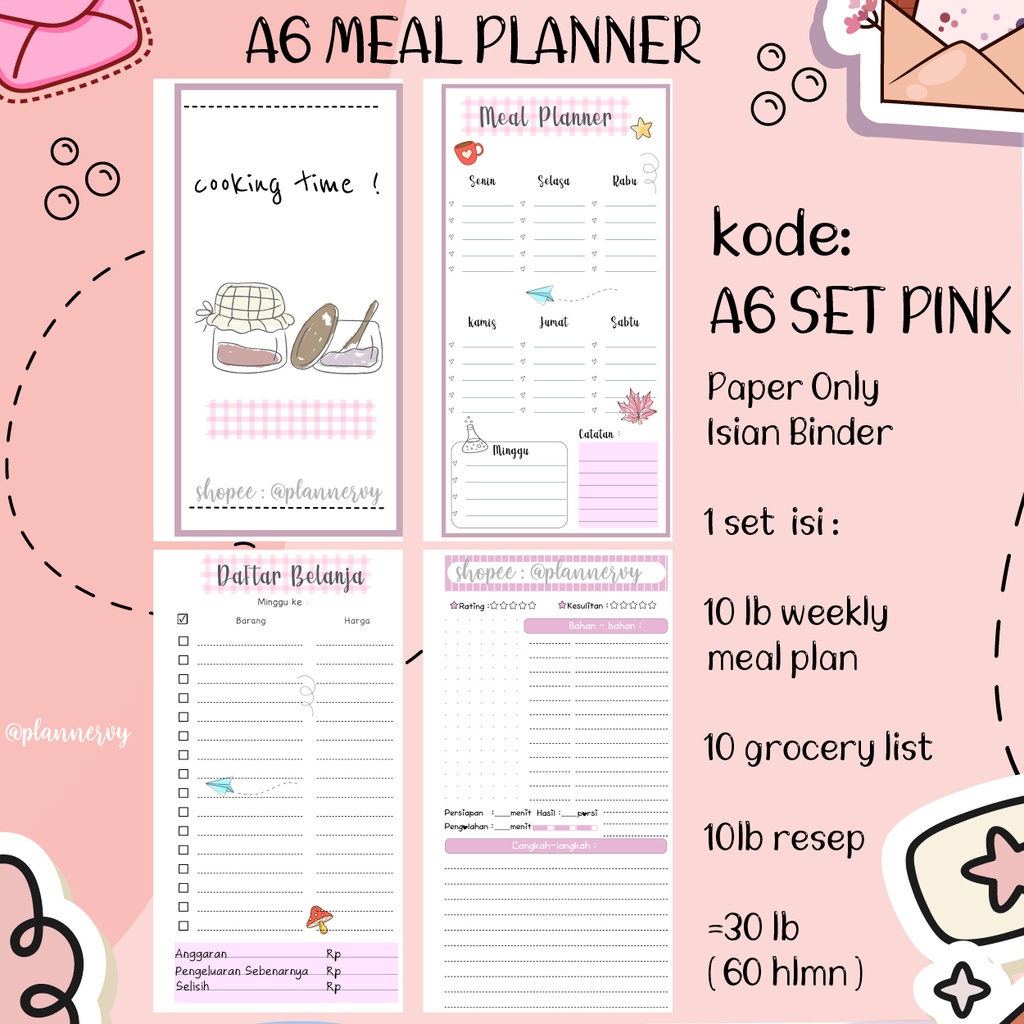 

A6 MEAL PLANNER LOOSE LEAF BINDER