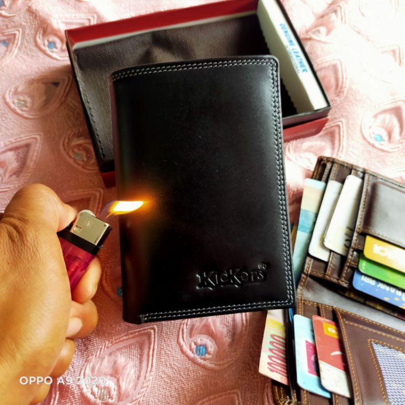 DOMPET PRIA FULL KULIT 3/4 (L.A Leather)-Hitam