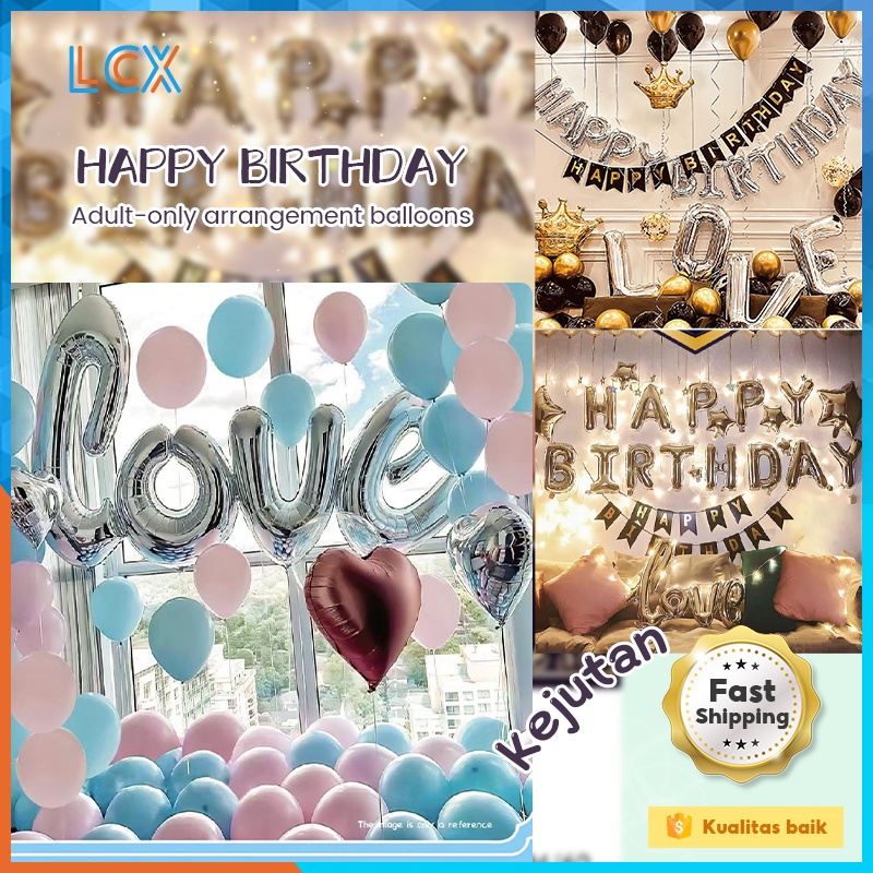 LCX Balon Foil Dekorasi Backdrop Ulangtahun Birthday Set Dekorasi Ulang Tahun Romantis