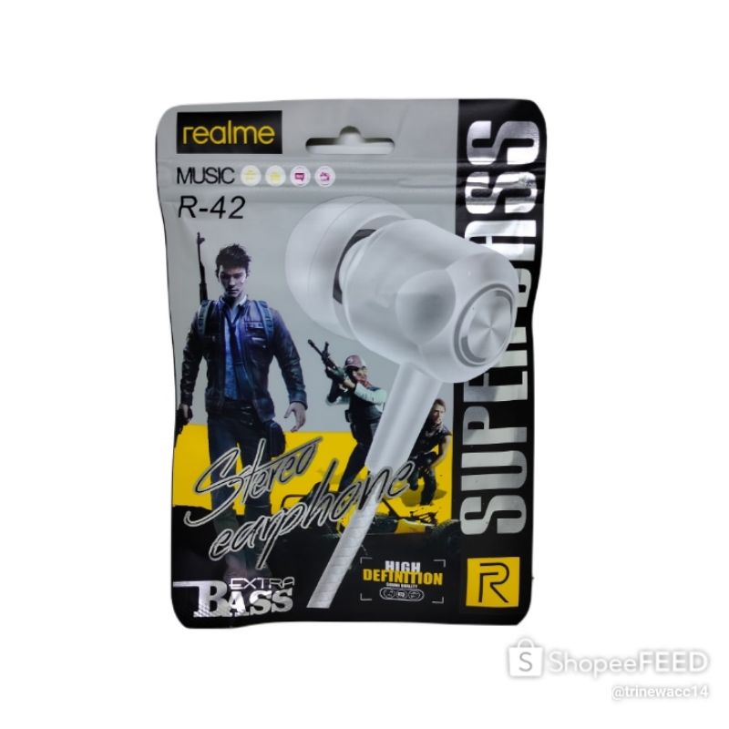 HEADSET HANDSFREE EARPHONE REALME R-42 Stereo Earphone