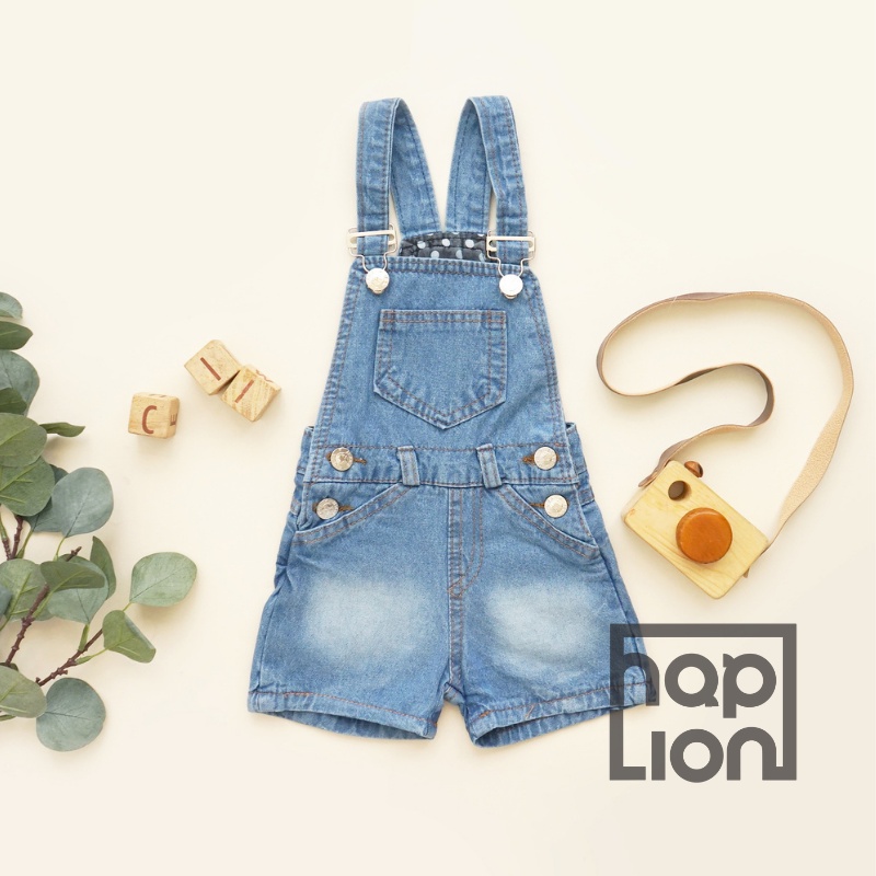 Overall Celana Pendek Jeans Anak Unisex Laki Perempuan 6 Bulan - 4 Tahun Baju Kodok | Haplion Kidswear