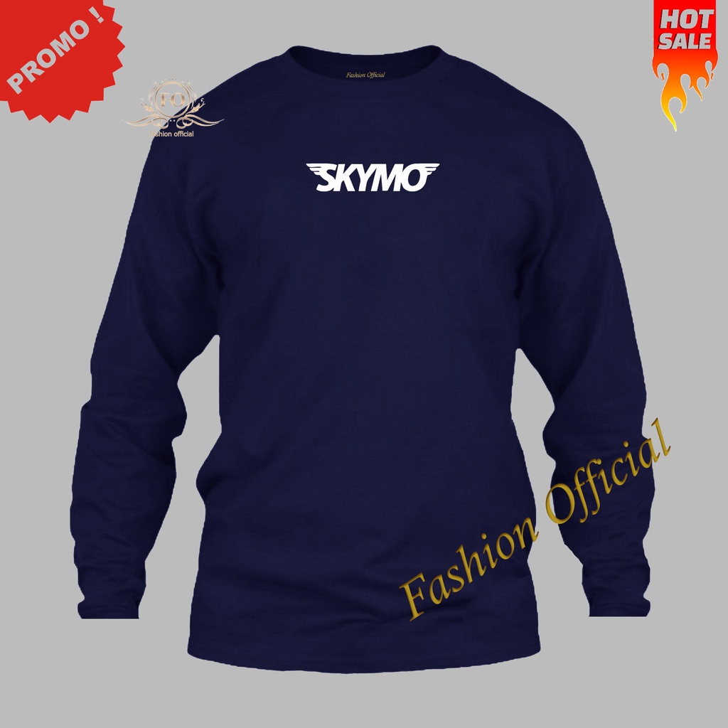 Promo Kaos Distro Skymo 222 / Kaos Distro Premium Skymo Lengan Panjang - Putih