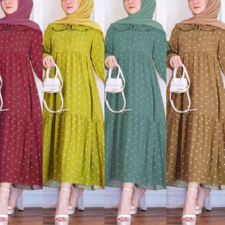 (PALING DICARI) DRESS KANIA// GAMIS RAMPEL POLKADOT/ POLKA KEKINIAN TERBARU 2022// GAMIS LEBARAN// C