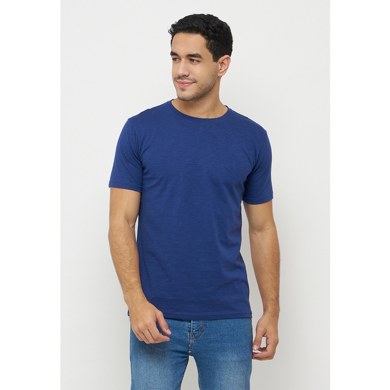 Basic One Tshirt Men Plain 2 Blue