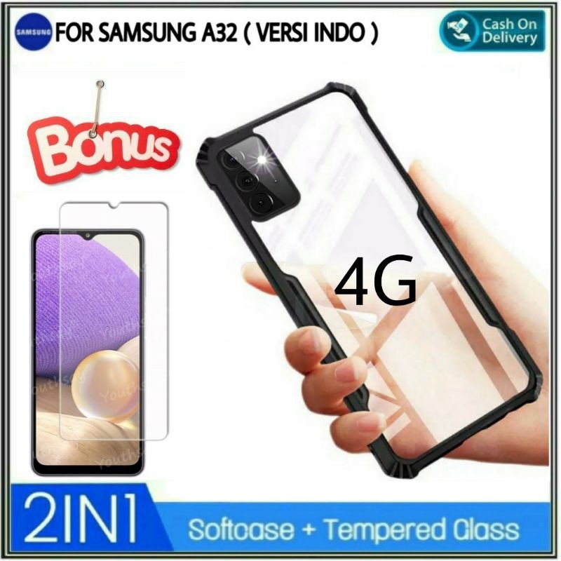 Mondi Store Case Samsung A32 4G Soft Hard Free Tempered Glass Samsung Galaxy A 32 2021 Casing Cover