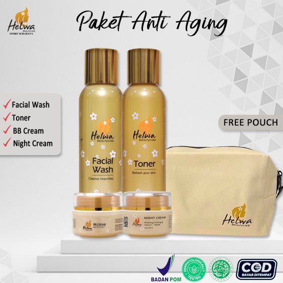 WAJIB KONSUL PAKET BASIC ANTI AGING WHITENING FREE POUCH (UNTUK PEMULA) HELWA FREE POUCH CANTIK