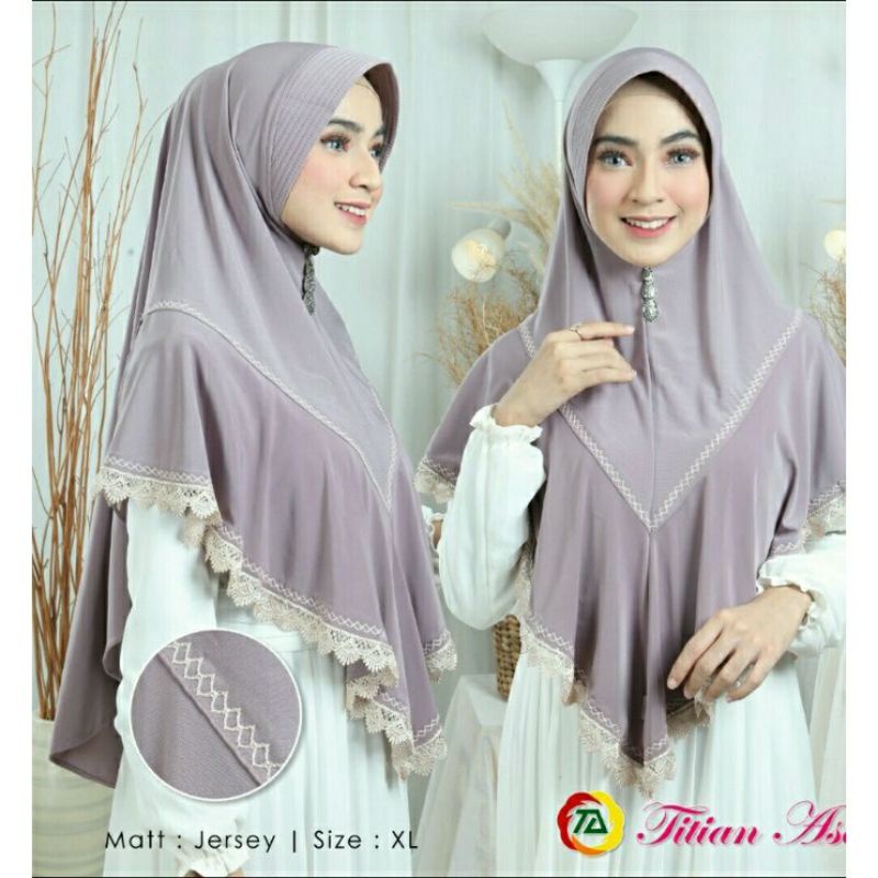 jilbab bergo jersey korea ria renda ori titian asa