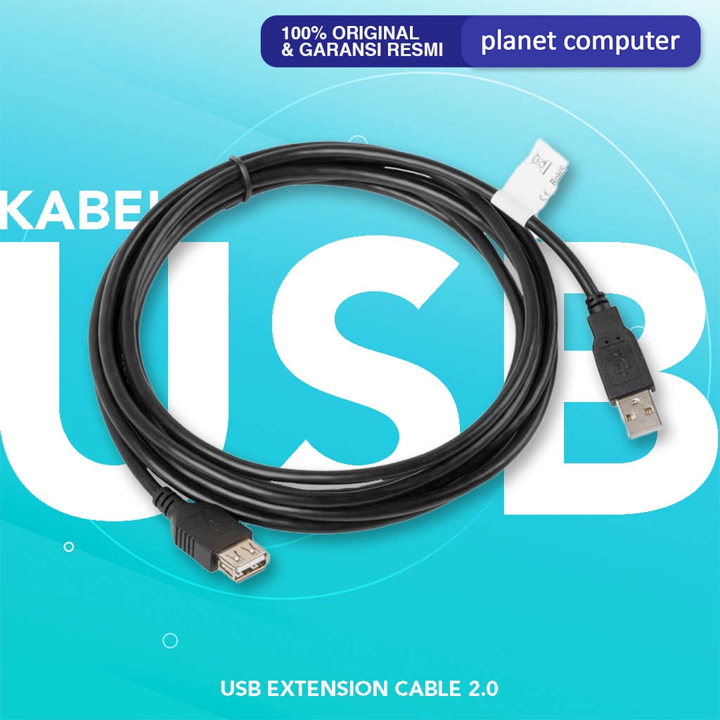 Kabel USB Extension 2.0 Type-A Male to Type-A Male Hitam