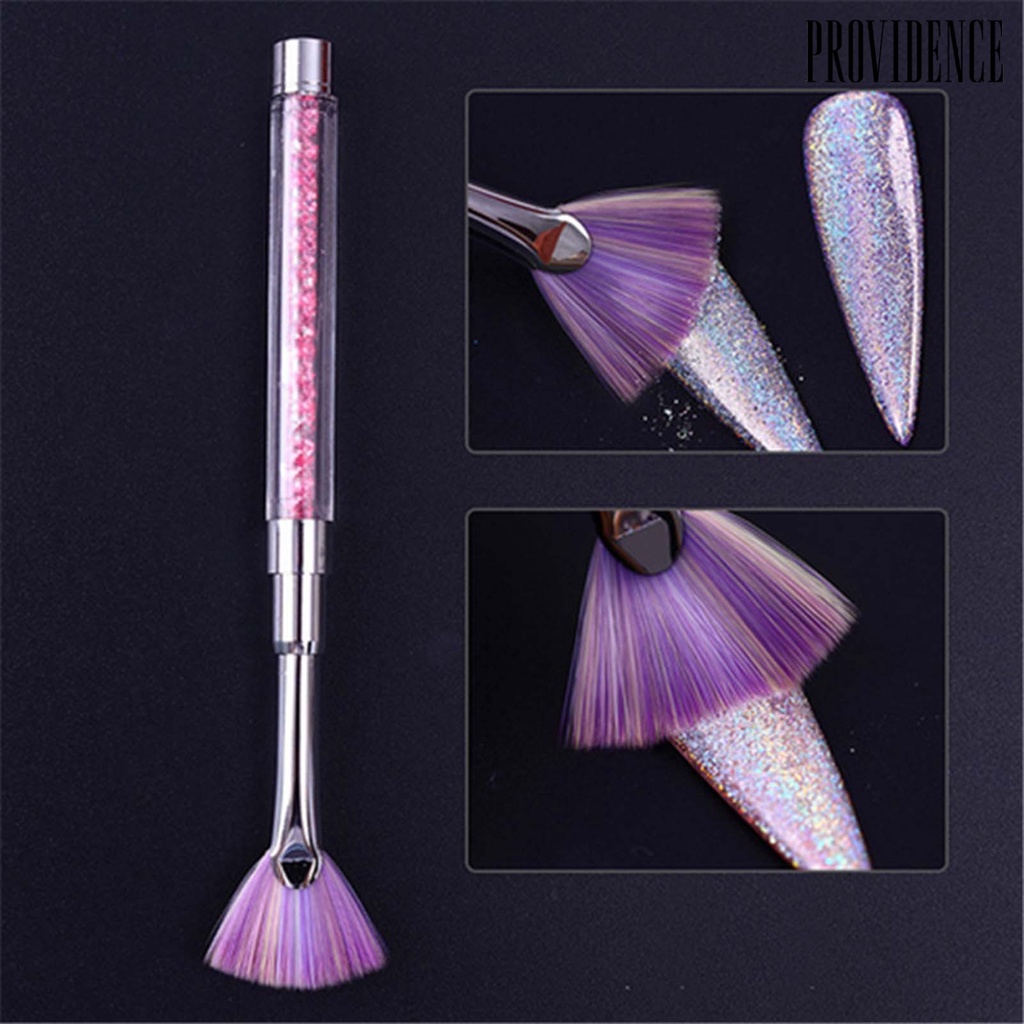 Providence Glitter Powder Drawing Pen Rhinestone Handle Fan Shaped Nail Art Dust Glitter Powder Remover Nail Art Brush Pen for Girl