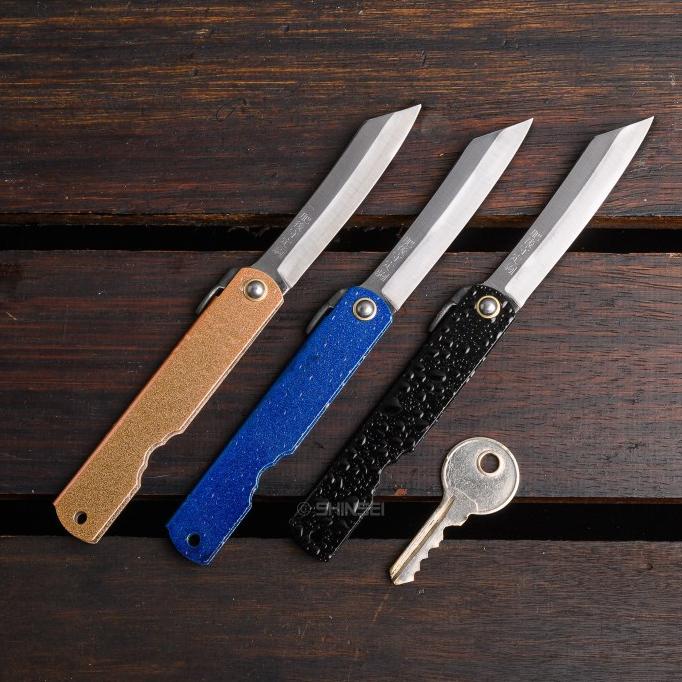 HIGONOKAMI MIZUSHIBUKI AOGAMI STEEL 100MM PISAU SAKU LIPAT JEPANG EDC UJKM4125VB