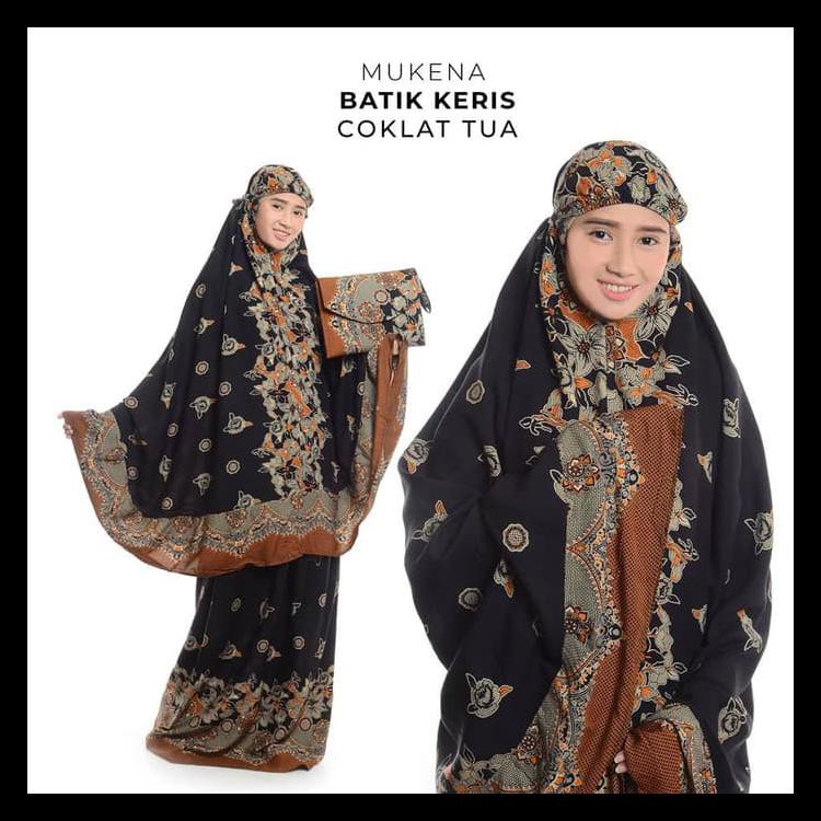 MUKENA DEWASA BALI BATIK KERIS COKLAT TUA