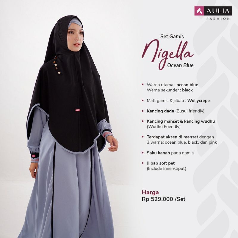 SET GAMIS NIGELLA OCEAN BLUE | GAMIS SYAR'I AULIA FASHION DISKON TERBARU