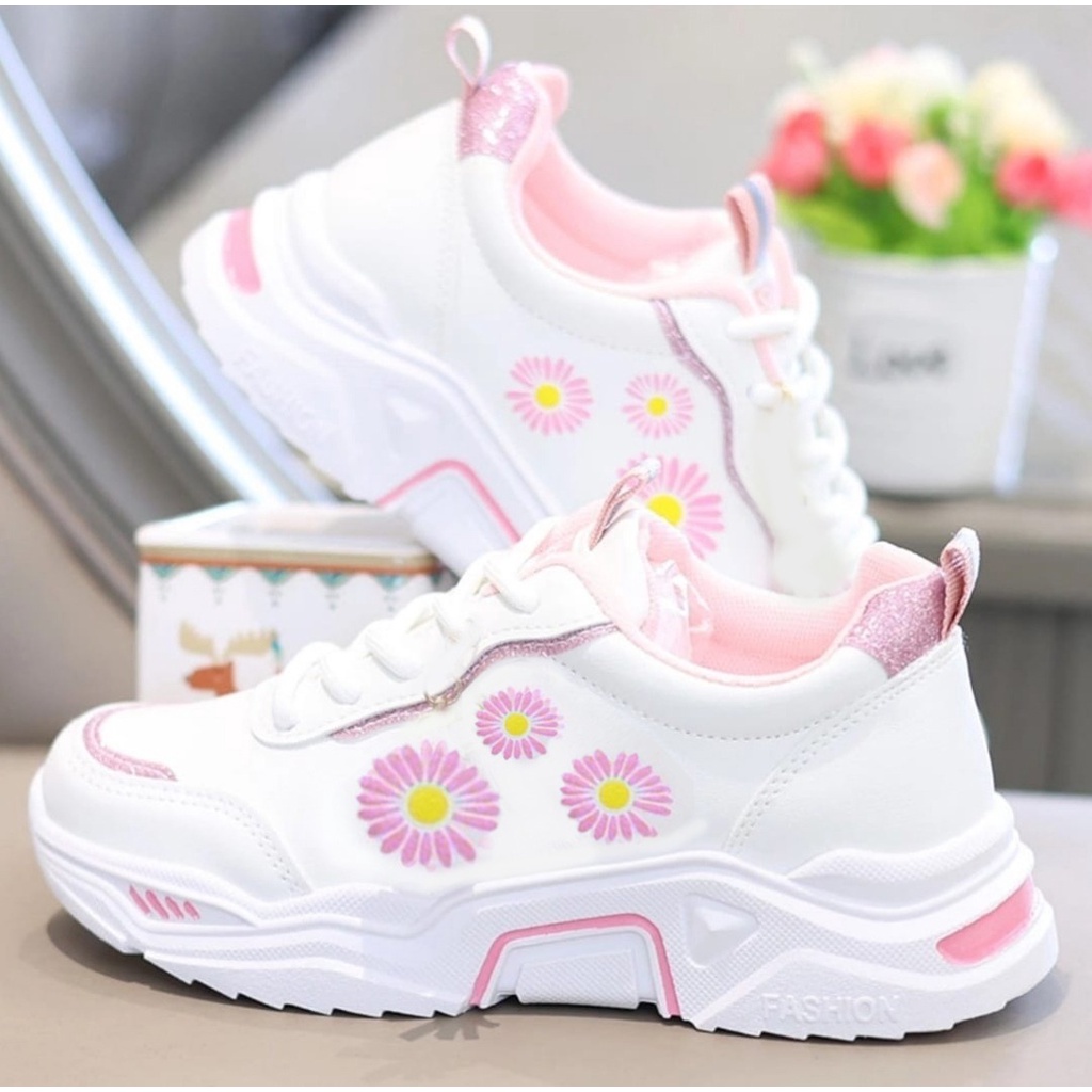 Sepatu Sneakers Kids For Girls Flowers AS172