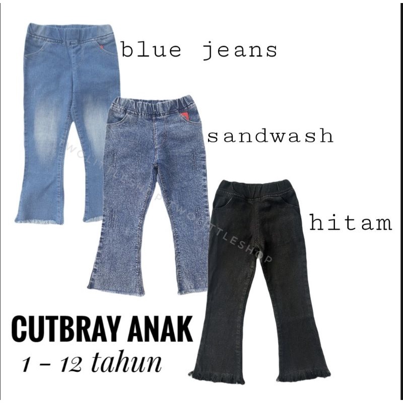 Celana cutbray ripped rawis anak