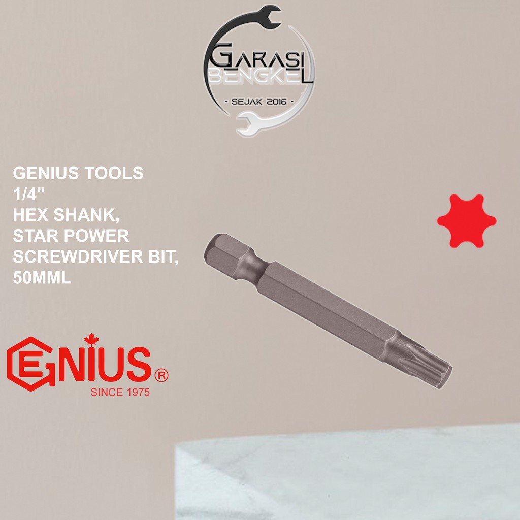Genius Tools 1/4" Star Screwdriver Bit T20 Mata Obeng Bintang 50mm