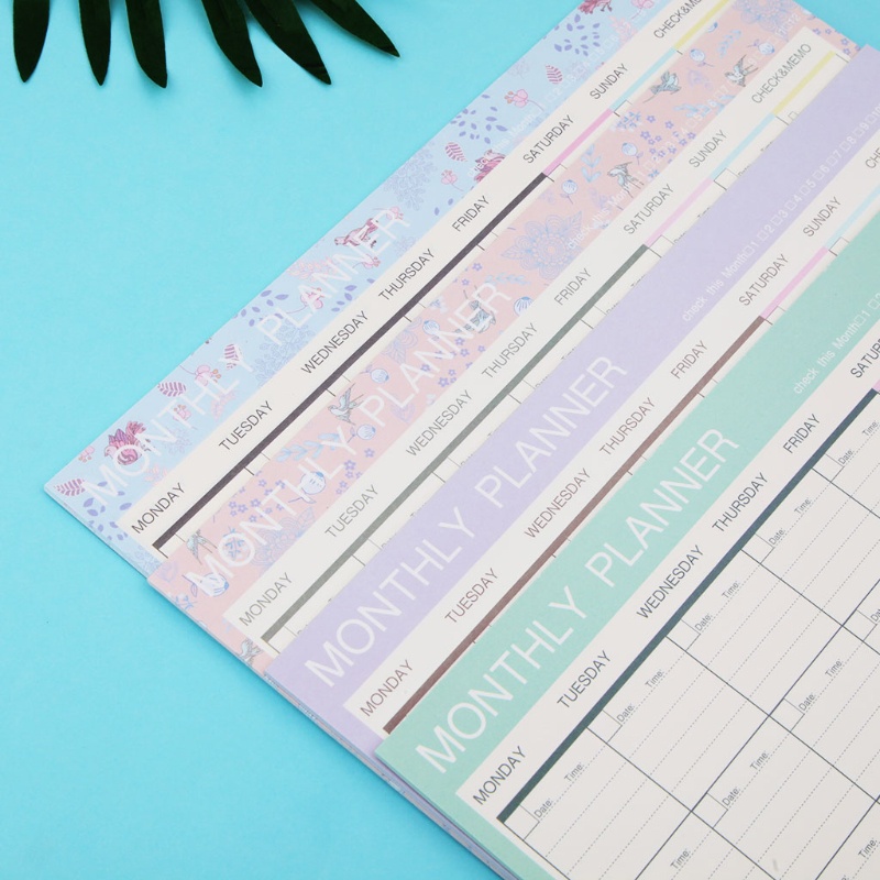 Mary Monthly Paper Pad 20lembar DIY Planner Meja Agenda Hadiah Perlengkapan Kantor Sekolah